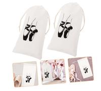 LIFKOME 2pcs Cute Drawstring Ballet Dance Bag for Girls Ballet Shoes Storage Pouch Stylish Dance Accessories for Gym Yoga Canvas Material