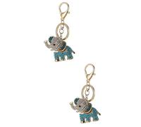 LIFKOME 2pcs Cute Elephant Key Diamond-Encrusted Design Lovely Car Pendant Keychain for Bags Backpacks and Accessories Portable and Stylish for Women and Girls