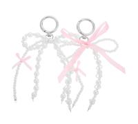 LIFKOME 2pcs Cute Faux Pearl Bow Keychain Decorative Key Ring Accessories for Car Keys Bags Backpack Charms Lightweight Stylish Keychains