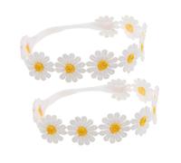 LIFKOME 2Pcs Daisy Flower Headband Elastic Floral Wreath for Women Boho Style Hair Accessories for Festivals Weddings and Beach Outings High Realism Sunflower Hairband
