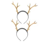 LIFKOME 2pcs Deer Antler Headband Cute Metal Crown Headband for Christmas Parties Role-playing Costume Accessories Sparkly Hair Hoop for Photo Shoots