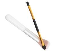 LIFKOME 2pcs Double-ended Highlighter Brush and Eyeshadow Applicator for Women Ergonomic Design with Synthetic Fibers Versatile Dual-head Cosmetic Tool for Precise Contouring and Blending