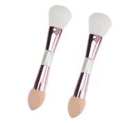 LIFKOME 2pcs Double Ended Makeup Brush Portable Cosmetics Brush Tool for Blush Contouring Blending Highlighting Soft Dense Bristles Comfortable Handle for Beginners and Makeup Lovers
