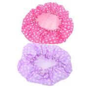 LIFKOME 2pcs Double-layer Waterproof Shower Cap Waterproof Bath Hat Hair Protection Shower Cap Elastic for Women Luxury Printed Printed Eva