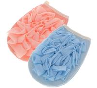 LIFKOME 2Pcs Double-Sided Shower Exfoliating Mitts with Rayon Material for Dead Skin Removal Reusable Bath Gloves for Body Scrubbing and Smooth Cleansing at Home Hotel Dormitory Blue Pink