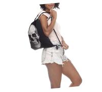 LIFKOME 2pcs Drawstring Backpack Skull Printing Stylish String Bag for Shopping and Everyday Use Unisex Satchel Sack Bag