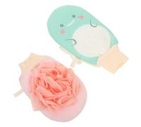 LIFKOME 2pcs Dual Function Exfoliating Body Scrub Cloth and Shower Loofah Gloves for Men Women Sand Texture for Gentle Back Scrubbing and Smooth Skin Bath Sponge Exfoliator