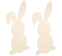 LIFKOME 2pcs Easter Bunny Wooden Cutouts Natural Wood Rabbit Ornaments for DIY Crafts Home and Classroom Decoration Spring Holiday Hanging Pendants