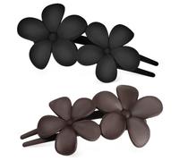 LIFKOME 2pcs Elegant Floral Flat Claw Hair Clips for Women Matte Black and Dark Lightweight Barrettes Versatile Accessories for Weddings Parties and Daily Wear