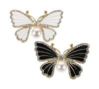LIFKOME 2pcs Enamel Butterfly Brooch Pin with Crystal Rhinestones Elegant Lapel Pins for Women S Jackets Dresses Scarves Nature-inspired Insect Design gift for for for for for for for Daily Wear and