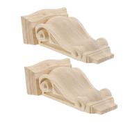 LIFKOME 2pcs European Style Hand-carved Solid Wood Corbels Decorative Wood Carvings for Doorway and Fireplace Mantel Rustic Furniture Embellishments with Intricate Patterns for Home Decor