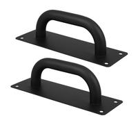 LIFKOME 2pcs Fire Door Plate Pull Door Handle Black Stainless Steel, Short Hole Spacing 45mm, Long Hole Spacing 180mm, for Restaurants and Hotels