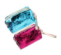 LIFKOME 2pcs Girly Coin Purse Sparkly Handbag Makeup Bag Compartments Small Coin Purses for Women Glitter Wallet Makeup Pouch Random Style