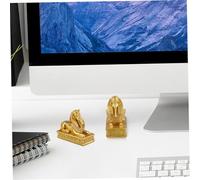 LIFKOME 2pcs Golden Resin Sphinx Figurines Teaching Props Ancient Egyptian Desktop Ornaments Home Office Decorative Models