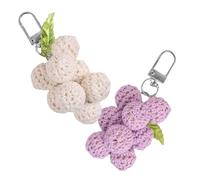 LIFKOME 2pcs Grape Keychain Bag Charms Cute Aesthetic Crochet Keychains for Women Lightweight and Versatile Accessories for Handbags and Purses Decorative Grapeshaped Design