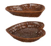 LIFKOME 2pcs Heart Shaped Wicker Basket Imitation Rattan Food Storage Containers Stackable Snack Serving Trays Rustic Bread Baskets for Kitchen Dining Decor