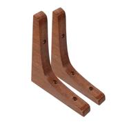 LIFKOME 2Pcs Heavy Duty Shape Bamboo Wood Shelf Brackets Dark Brown Floating Shelf Support Industrial Strength Corner Brace for Kitchen Display Use