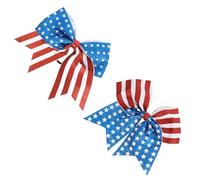 LIFKOME 2pcs Independence Day Patriotic Bowknot Hair Ties with Elastic Bands Delicate Star-spangled Banner Hair Scrunchies for Adults for July 4th Celebration