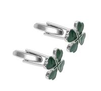 LIFKOME 2pcs Irish Tie Heart Four Leaf Clover Cufflinks, Alloy Cuff Fasteners for Men, Green Novelty Cufflinks for St Patricks Day Party Favors and Formal Events