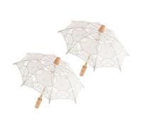 LIFKOME 2pcs Lace Wedding Umbrellas Bride Parasol Vintage Decorative Umbrella for Wedding Photo Booth Props