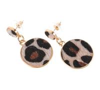 LIFKOME 2pcs Leopard Pattern Round Earrings Plush Geometric Design for Women Vintage Animal Print Jewelry for Parties and Daily Wear