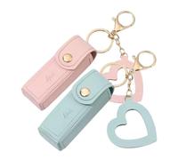 LIFKOME 2pcs Lip Balm Holder Keychain with Clip Mini Lipstick Case Coin Purse Stylish Storage Bag for Keys and Small Essentials Pink and Compact Organizers