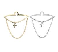 LIFKOME 2pcs Men S Tie Chain with Cross Pendant Chain Necktie Accessories Sturdy Collar Pin Clips for Weddings Business Meetings and Formal Wear