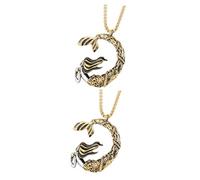LIFKOME 2pcs Men's Titanium Steel Mermaid Pendant Necklace Fashionable Clavicle Chain Jewelry for Daily Wear and Non-fading Design for