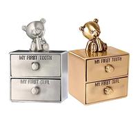 LIFKOME 2pcs Metal Baby Tooth Box with Jewelry Storage for First Tooth Curl Keepsake