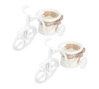 LIFKOME 2pcs Mini Bicycle Woven Flower Basket Rural Style Basket for Living Multi-Function Flower Arrangement Holder