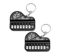 LIFKOME 2pcs Mini Piano Keyboard Keychain Bag Pendant, Black Compact Portable Key Ring Charm for Music Lovers and Beginners