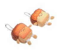 LIFKOME 2pcs Mini Plush Toast Doll Bag Hanging Pendants with Cute Faces Soft Stuffed Bread Keychain Decor for Backpacks Keys Phone Accessories Women and Men