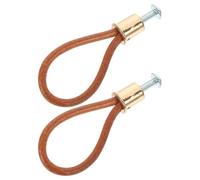 LIFKOME 2pcs Modern Leather Rope Drawer Pulls Gold-Tipped Cabinet Handles for Wardrobe, Cupboard Shoe Cabinet, Minimalist Small Leather Door Pulls for Home Furniture
