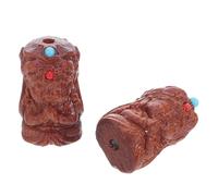 LIFKOME 2pcs Natural Tibetan Wealth Goddess Wood Beads Carved Lightweight Loose Beads for DIY Jewelry Making Bracelet Necklace Craft Supplies with Exotic Ethnic Charm