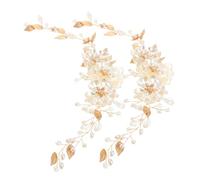 LIFKOME 2pcs Pearl Bridal Hair Vine with Crystal Rhinestones Elegant Floral Leaf Wedding Headpiece for Bride and Bridesmaids Handcrafted Wedding Hair Accessories for Women