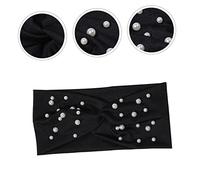 LIFKOME 2PCS Pearl Knitted Yoga Headbands for Women Elastic Wide Crossed Hair Bands for Fashion Hair Accessory Suitable for Parties and Daily Wear Random Color