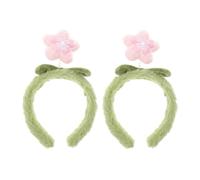 LIFKOME 2pcs Plush Flower Headbands for Women, Soft and Cute Hair Accessories with Multifunctional Use, for Skincare and Daily Life, Retains Color and Comfortable for Washing Face Or