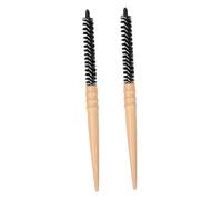 LIFKOME 2pcs Portable Hair Curling Comb Small Wooden Handle Styling Roller Hairbrush for Women Static for Blow Drying Creating Fluffy Hairstyles