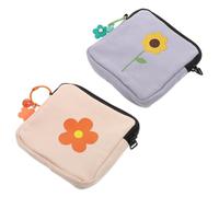 LIFKOME 2Pcs Portable Sanitary Napkin Storage Bags Multi-Function Pouches for Women Pads Keys Lipsticks Cute Canvas Design for School Travel Office and Daily Use