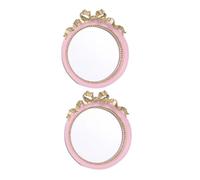 LIFKOME 2pcs Portable Single-side Makeup Mirror with Resin Bow Knot Decoration Compact Round Vanity Mirror for Women Purse and Travel Clear for Quick Touch-ups and Elegant Style