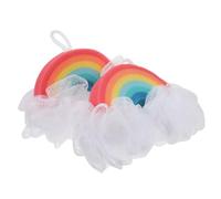 LIFKOME 2pcs Rainbow Shower Sponges for Soft Exfoliating Body Scrubbers Bath Balls for Boy Girl Gentle Cleansing Sponge with Vibrant Colors for Fun Bath