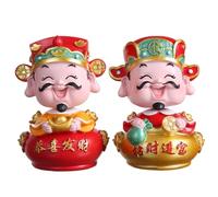LIFKOME 2pcs Resin God of Wealth Statues Desktop Decor with Vivid Traditional Chinese Design for Indoor Table Cake Decoration Office and Home Ornament Sturdy Craftsmanship with Bright