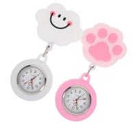 LIFKOME 2pcs Retractable Pocket Watch for Nurses Lightweight Nurse Fob Watch Delicate Design for Medical Professionals Includes Cute White Cloud and Paw Styles