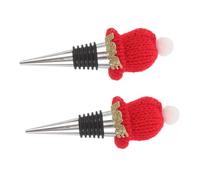 LIFKOME 2pcs Reusable Santa Hat Wine Stopper Holiday Wine Saver with Airtight Seal for Standard Bottles Portable Decorative Bottle Plug for Christmas Party and Wedding Supplies