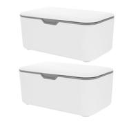 LIFKOME 2pcs Reusable Wipe Dispenser Box with Dustproof Lid Gray Refillable Tissue Holders for Bathroom and Travel Storage Container for Wipes and Wet Dry Napkins