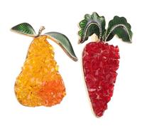 LIFKOME 2pcs Rhinestone Carrot and Pear Brooch Sparkling Vegetable Pins for Cardigans Hats Scarves Jackets Backpacks Versatile Winter Accessories for Carrot Lovers and Festive Outfits
