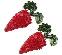 LIFKOME 2pcs Rhinestone Cartoon Brooch Pin for Women Kawaii Carrot Pear Enamel Pins for Jackets Scarves Hats Lightweight Holiday Accessories