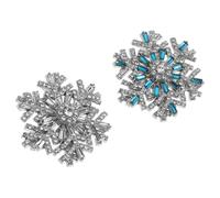 LIFKOME 2PCS Rotating Snowflake Brooch Sparkling Rhinestone Winter Jewelry Pins Reversible Blue White Lapel Pins for Coats Scarves Brides Holiday