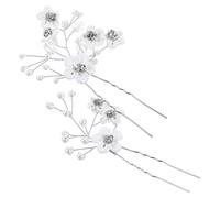 LIFKOME 2pcs Shiny Rhinestone Bridal Hair Clips Zinc Alloy Wedding Hair Accessories for Brides Elegant Pearl Flower Pins with Secure Hold Easy to Use Hairpins for Women