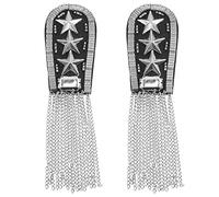 LIFKOME 2pcs Shoulder Patches Punk Tassel Chain Drop Shoulder Epaulet Silver Alloy Chic Simple and Elegant Cool Eye-catching Clothes Decoration for DIY Craft and Performance
